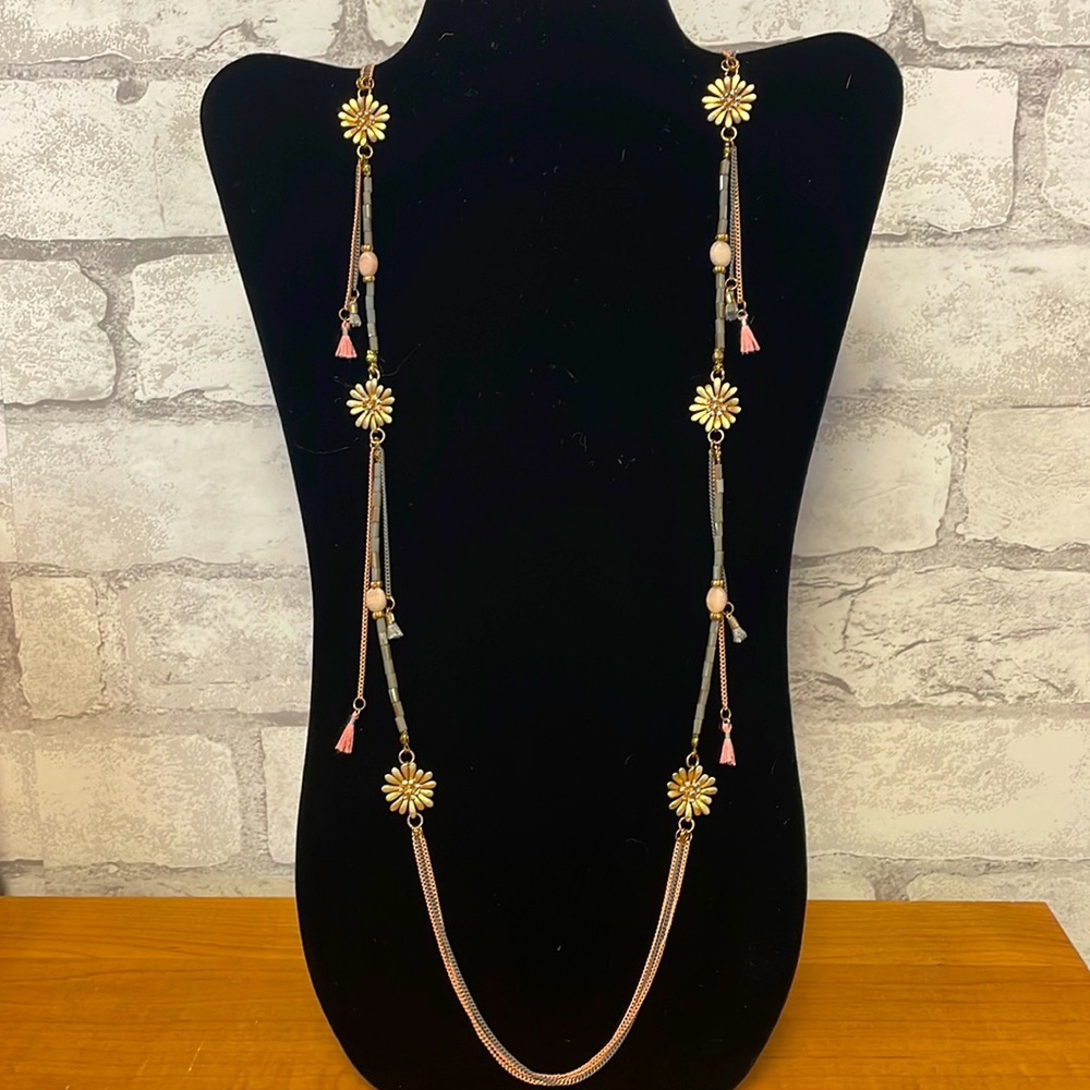 Milano by Nanni Italian made necklace with flowers and tassels.